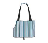 Foldable Cat Carrier Dog Shoulder Bag, Vertical Stripes Pet Tote Bag, Waterproof Collapsible Pet Tote For Small Dogs, Breathable Travel Carrier With Safety Hook & Viewing Window (34x36x15.5 Cm)