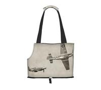 Foldable Cat Carrier Dog Shoulder Bag, World War 2 Aircraft Airplane Pet Tote Bag, Waterproof Collapsible Pet Tote For Small Dogs, Breathable Travel Carrier With Safety Hook & Viewing Window