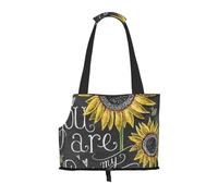 Foldable Cat Carrier Dog Shoulder Bag, You Are My Sunflower Pet Tote Bag, Waterproof Collapsible Pet Tote For Small Dogs, Breathable Travel Carrier With Safety Hook & Viewing Window (34x36x15.5 Cm)