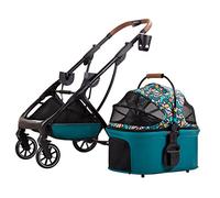 Foldable Cat & Dog Stroller - Pet Pram for Small & Medium Dogs, Detachable Pushchair with Cup Holder, Lightweight Travel Buggy for Cats & Dogs (Green)
