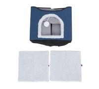 Foldable Cat House 2 Layer, Collapsible Cat Bed with Scratcher, Soft Double Tier Cat Cave for Indoor Cats, Includes Top Railing for Safety and Storage Function (Dark Blue)