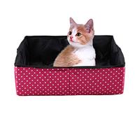 Foldable Cat Litter Box Portable Waterproof Kitty Litter Pan for Home Outdoor Travel Camping - Compact Design for Easy Storage and Transport (Red)