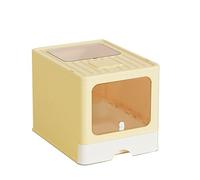 Foldable Cat Litter Box with Drawer Pan and Scoop,Flap Door, Slide-Out Tray for Easy Cleaning, Large Anti-Splashing Hooded Space Cat Litter Tray, Odor Control Easy Clean Box