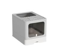 Foldable Cat Litter Box with Drawer Pan and Scoop,Flap Door, Slide-Out Tray for Easy Cleaning, Large Anti-Splashing Hooded Space Cat Litter Tray, Odor Control Easy Clean Box