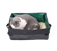 Foldable Cat Litter Tool - Travel Litter Tray Tool, Low Entry Watertight Carrier, Badge Fabric Base, Folding Shell, Resilient Bag for Ani