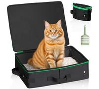 Foldable Cat Litter Tray for Travel, Portable cat litter box with Lid and Scoop Waterproof Collapsible Kitty Carrier for Kittens, Rabbit, Cars, Camping
