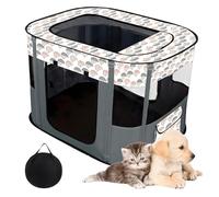 Foldable Cat Pen, 70 * 55 * 45cm Portable Pet Playpen with Storage Bag, Cat Dog Crate for Indoor/Outdoor Travel Camping Use-Grey