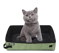 Foldable Cat Travel Litter Tray, XXL Portable Travel Cat Litter Box 50 x 40 cm, Large, Waterproof, Easy to Clean for Kitten Indoor Outdoor Camping Travel Toilet, Green