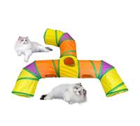Foldable Cat Tunnel, Cat Play Tunnel, Three-Way Cat Tunnel, Rainbow Cat Tunnel, P at Cave Bed,130x110x25 cm, Stress-Reducing Soft Tunnel for Indoor Cats and Playful Adventures