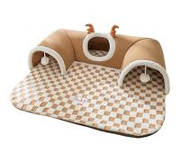 Foldable Cat Tunnel Playhouse, Large Tunnel with Warm Shelter Tent, Corner Enrichment Toy for Indoor & Outdoor Use, Cozy Hideaway for Pets, 21.65x15.75 Inches