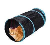 Foldable Cat Tunnel Toy | Crinkle Paper & Rattle Ball for Hide & Seek | Compact Pet Tube for Kittens/Large Cats | Scratch - Proof Polyester, 18.7x10.2x10.2in