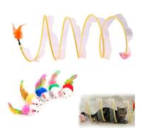 Foldable Cat Tunnel with 5 Plush Mice, Interactive Toy for Indoor Cats