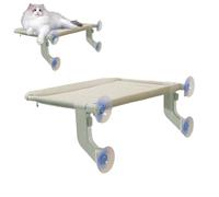 Foldable Cat Window Perch Bed - Heavy-Duty Suction, Plush Mesh Lounger & Space-Saving Jump Platform for Indoor Cats, Easy Wall or Glass Mount, Machine-Washable (Beige) (yellow)