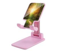 Foldable Cell Phone Holder Adjustable Angle Height Phone Stand for Desk Universal Portable Phone Holder Sunrise on The Woods Path Desktop Cellphone Stand for All Smartphone
