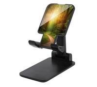 Foldable Cell Phone Holder Adjustable Angle Height Phone Stand for Desk Universal Portable Phone Holder Sunrise on The Woods Path Desktop Cellphone Stand for All Smartphone