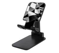 Foldable Cell Phone Stand for Desk - Black White Formula Checkered Flags Pattern Phone Holder Angle Height Adjustable Cellphone Holder Portable Tablet Stand Compatible with All Phones 4-13" Phones Tab