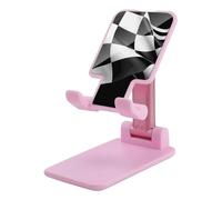 Foldable Cell Phone Stand for Desk - Black White Formula Checkered Flags Pattern Phone Holder Angle Height Adjustable Cellphone Holder Portable Tablet Stand Compatible with All Phones 4-13" Phones Tab