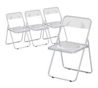 Foldable Chairs Folding with Transparent Seat and Backrest Heavy Duty Clear