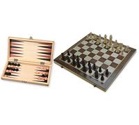 Foldable Chess and Backgammon Wooden Game compendium