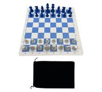 Foldable Chess Game Lightweight Travel Chess Board with Storage Bag | PU leather and PP material,classic blue white design,lightweight,portable,includes storage bag,for home,school