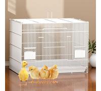 Foldable Chicken Coop - Multifunctional Poultry House with Ventilation, Heavy-Duty Metal Cage & Pull-Out Tray for Chickens, Ducks, Rabbits, Kittens (White,L38xW27xH29cm)