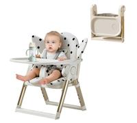 Foldable Child Seat with Tray, Dining Booster Chair with 3-Point Safety Belt, Travel High Chair with Cushion, Double-Layered Dining Plate, Eating & Feeding Table Seat for Toddlers, Ideal for On the Go