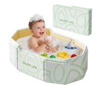 Foldable Children's Baby Bathtub, Baby Bathtub, Foldable with Raised Backrest, Suitable for Children from 0-8 Years, Portable Outdoor Pool with Drain Valve (Green)