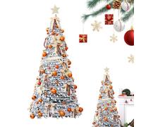 Foldable Christmas Tree Reusable Decorative Artificial Foldable | Christmas Holiday Tree Party Decor for Office Living Room Bedroom School Classroom Mall Hotel Restaurant