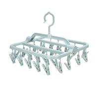 Foldable Clip Hangers with 26 Drying Clips, Underwear Hanger with Clips, Plastic Laundry Clip and Drip Drying Hanger for Socks, Bras, Lingerie, Clothes, Sturdy, Blue