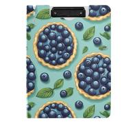 Foldable Clipboard A4 Clipboard Folio Two Metal Clips Pen Holder School Clip Board with Cover Blueberry Pie Art Deco Style