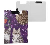 Foldable Clipboard Aesthetic American Shorthaircats Purple A4 Clipboard Clipfolio Two Metal Clips Pen Holder School Clip Board with Hard Cover