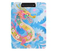 Foldable Clipboard Blue Chinese Dragon A4 Clipboard Binderfolio Horizontal and Vertical Double Clips School Clip Board with Cover
