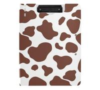 Foldable Clipboard Brown Cow Print A4 Clipboard Padfolio Horizontal and Vertical Double Clips School Clip Board with Cover