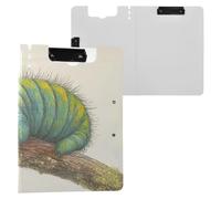 Foldable Clipboard Caterpillar Crawling on The Branch A4 Clipboard Folio Binder Two Metal Clips Pen Holder Office Clip Board with Cover