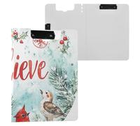 Foldable Clipboard Christmas Deer Tree Red Bird Holly Cat A4 Clipboard Binderfolio Horizontal and Vertical Double Clips School Clip Board with Cover