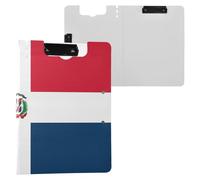 Foldable Clipboard Dominican Republic Flag A4 Clipboard Folio Double Clips Pen Holder Nursing Clip Board with Cover