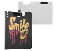 Foldable Clipboard Drip Style Death Skull A4 Clipboard with Padfolio Horizontal and Vertical Double Clips School Clip Board with Cover