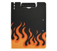 Foldable Clipboard Flowing Fire Giraffe Orange Burning A4 Clipboard Binderfolio Horizontal and Vertical Double Clips Office Clip Board with Hard Cover