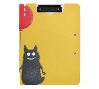 Foldable Clipboard Funny Beast Wolf Air Balloon A4 Clipboard with Padfolio Double Clips Pen Holder School Clip Board with Cover