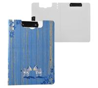 Foldable Clipboard Funny Wooden Zebras Blue A4 Clipboard Binderfolio Two Metal Clips Pen Holder School Clip Board with Cover