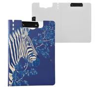 Foldable Clipboard Funny Wooden Zebras Bluebonnet A4 Clipfolio Double Clips Pen Holder Office Clip Board with Cover