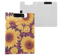Foldable Clipboard Glowing Sunflower A4 Clipfolio Two Metal Clips Pen Holder Nursing Clip Board with Hard Cover