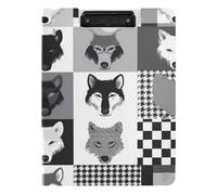 Foldable Clipboard Grey Wolves Cute A4 Clipboard with Padfolio Horizontal and Vertical Double Clips Nursing Clip Board with Hard Cover