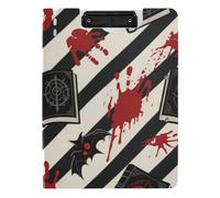 Foldable Clipboard Halloween Red Devil's Eye Blood Handprint A4 Clipboard Folio Horizontal and Vertical Double Clips Office Clip Board with Cover