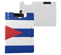 Foldable Clipboard National Flag of Cuba A4 Clipboard Folio Double Clips Pen Holder School Clip Board with Cover