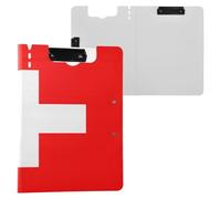 Foldable Clipboard National Flag of Switzerland A4 Clipboard Folio Double Clips Pen Holder School Clip Board with Cover