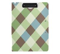 Foldable Clipboard Plaid Green Yellow White Brown Blue A4 Clipboard Binder Horizontal and Vertical Double Clips Nursing Clip Board with Cover