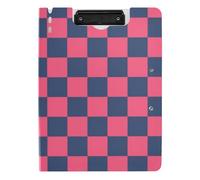 Foldable Clipboard Purple and Blue American Plaid A4 Clipboard Clipfolio Two Metal Clips Pen Holder Office Clip Board with Hard Cover