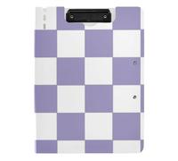Foldable Clipboard Purple and White American Plaid A4 Clipboard Padfolio Two Metal Clips Pen Holder Nursing Clip Board with Hard Cover