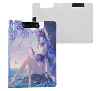 Foldable Clipboard Purple Butterflies Anime Fox A4 Clipboard Clipfolio Horizontal and Vertical Double Clips School Clip Board with Hard Cover